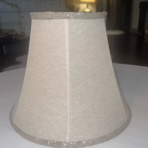 Lampshade light tan with silver metallic on trim home accent decor lighting lamp - Picture 1 of 9